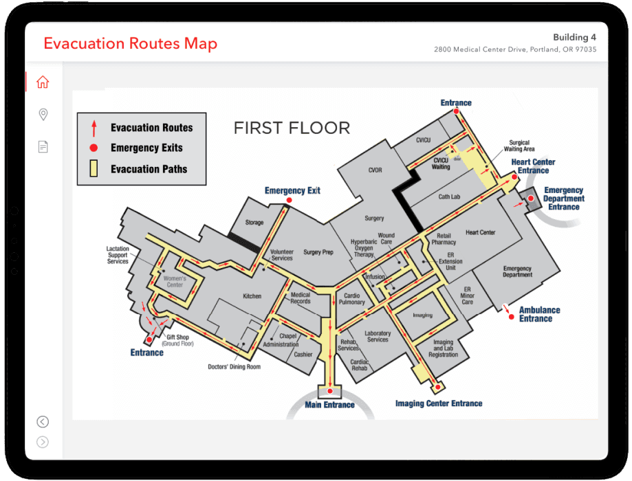 Evacuation Routes interface preview