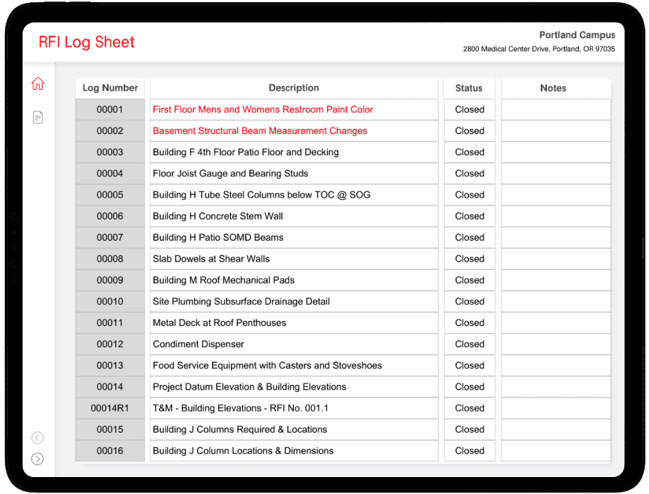 RFI Management interface preview